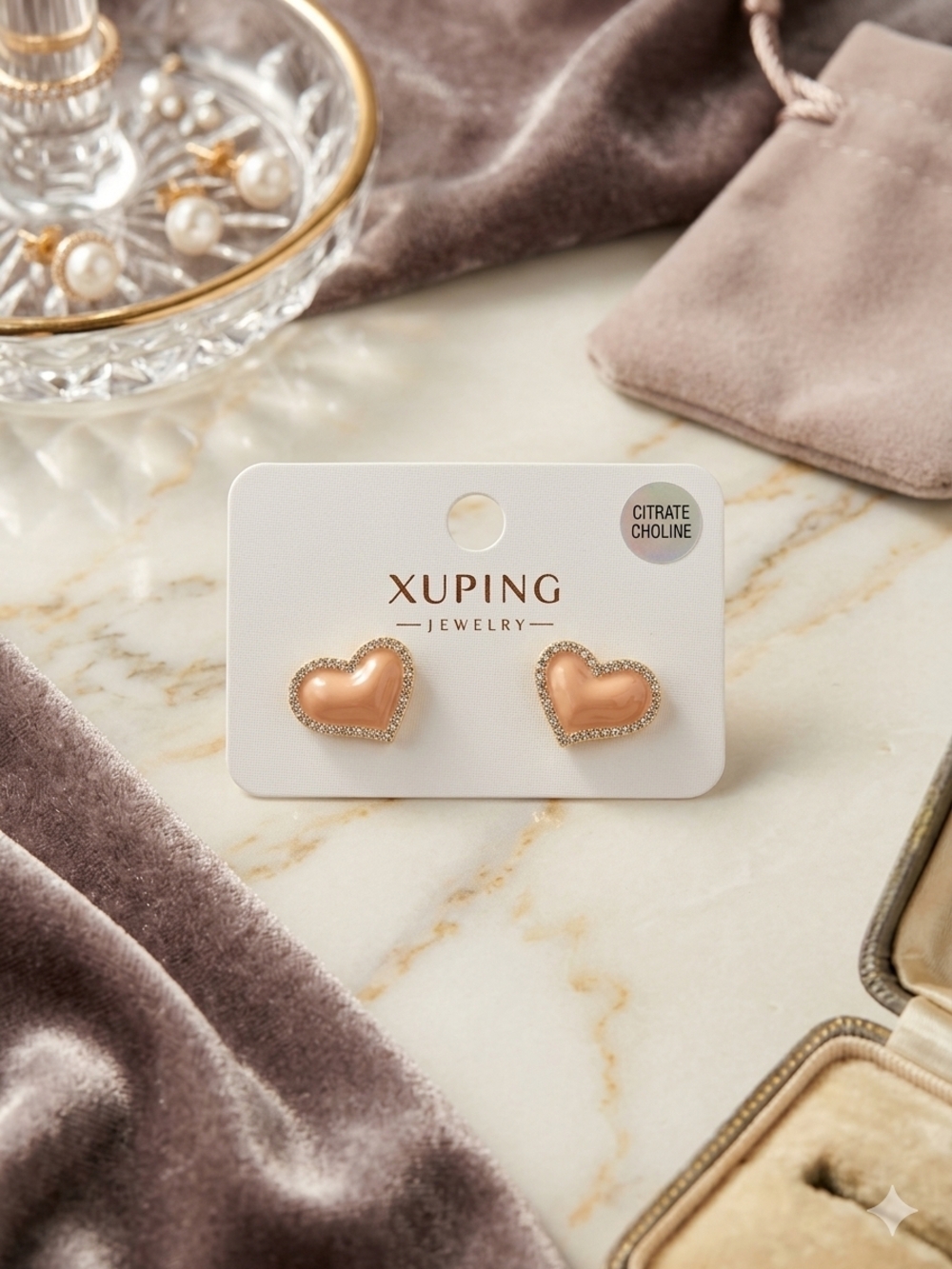Rose Gold Heart Stud Earrings